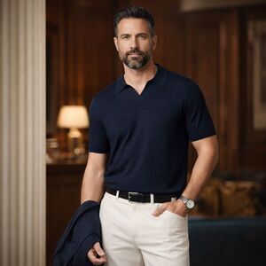 J.Crew Merino Wool-Blend Sweater Polo Navy Short Sleeve Men’s Medium NWT